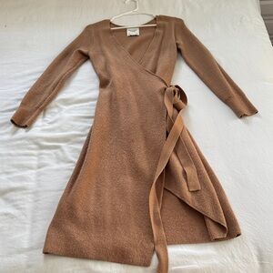 Abercrombie & Fitch Brown Long Sleeve Wrap Dress